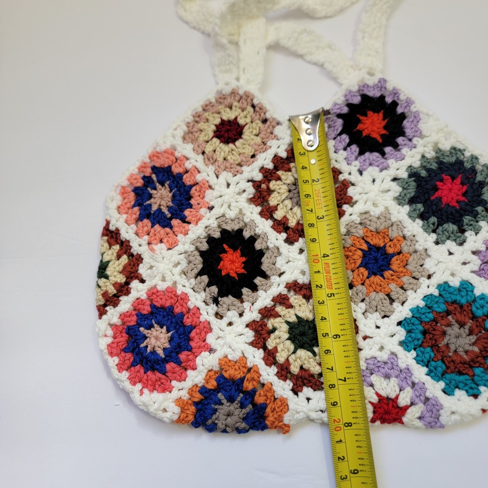NEW Handmade Crochet Knit Granny Squares Mini Tote Bag Boho Hand Bag‎ - Picture 5 of 8